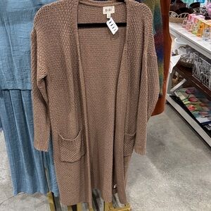 BiBi Women's Tan Open-Front Cardigan